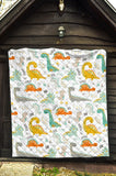 Cute Funny Kids Dinosaurs Pattern Premium Quilt