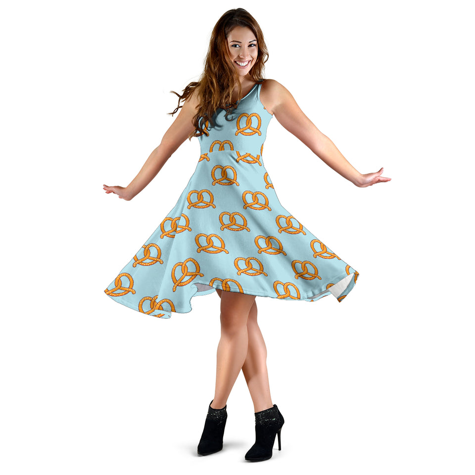 Pretzels Pattern Print Design 03 Sleeveless Midi Dress