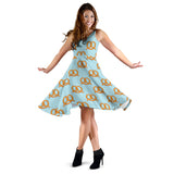 Pretzels Pattern Print Design 03 Sleeveless Midi Dress