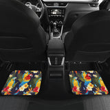Colorful Parrot Flower Pattern Front And Back Car Mats