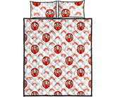 Daruma japanese wooden doll design pattern Quilt Bed Set