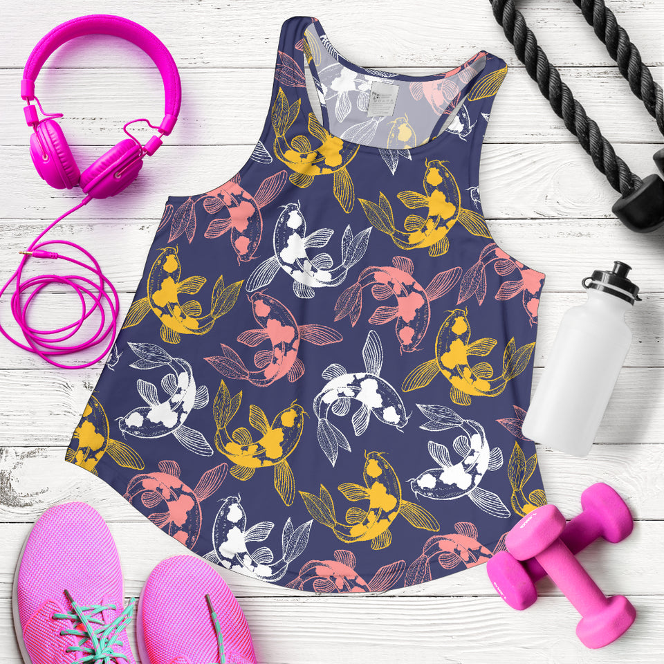 Koi Fish Carp Fish pattern Women Racerback Tank Top