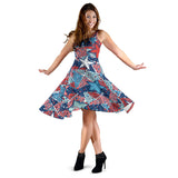 Hand Drawn Colorful Starfish Sleeveless Midi Dress