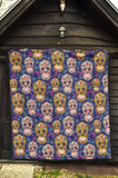 Sugar Skull Flower Pattern Premium Quilt