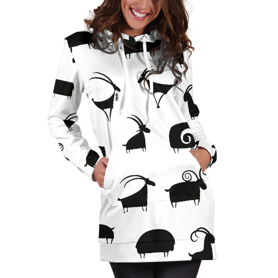 Goat Ram Pattern Women'S Hoodie Dress