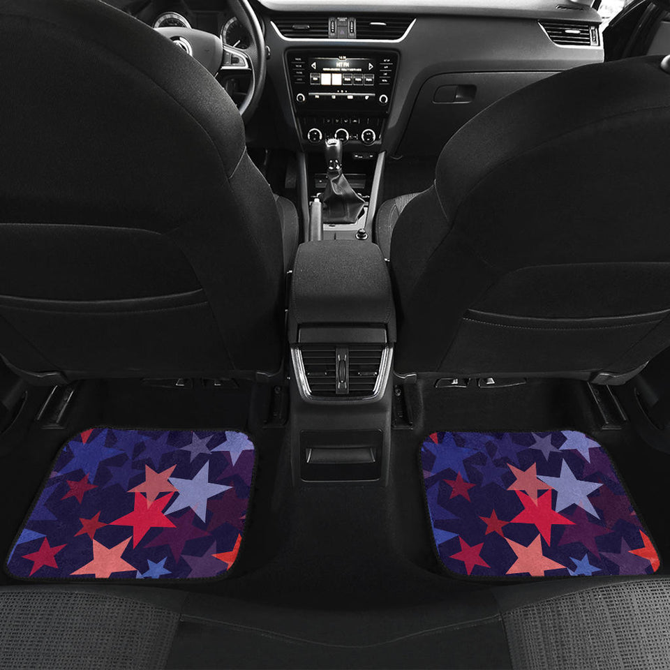 Red Blue Star Pattern Front And Back Car Mats