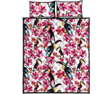 Toucan flower design pattern Quilt Bed Set