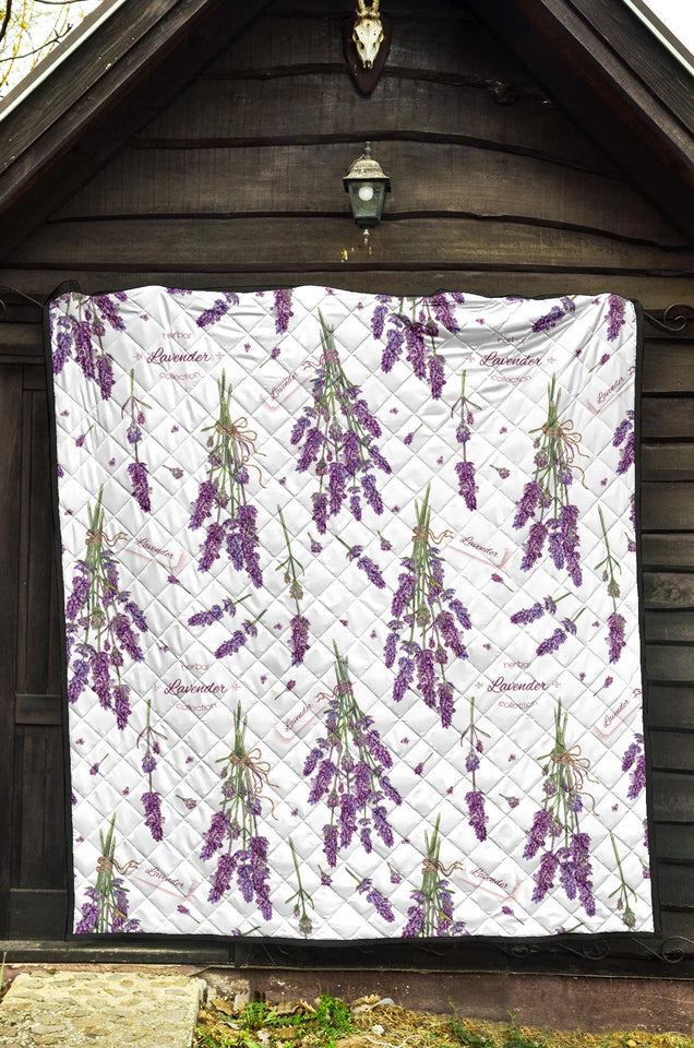 Lavender Flower Design Pattern Premium Quilt