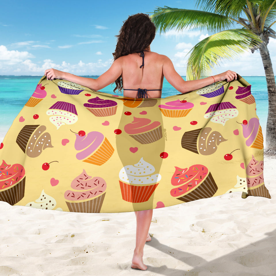 Cake Cupcake Heart Cherry Pattern Sarong