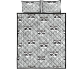 Cute raccoons leaves dot Quilt Bed Set
