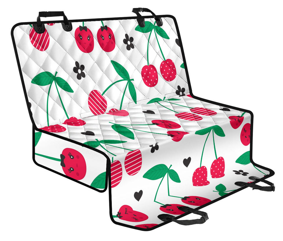 Cherry Pattern White Background Dog Car Seat Covers