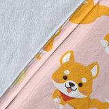 Cute Shiba Inu Dog Pattern  Premium Blanket