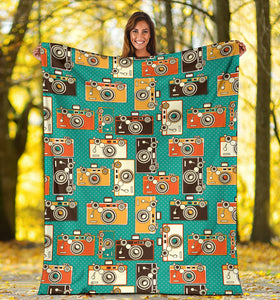 Camera Pattern Print Design 03 Premium Blanket
