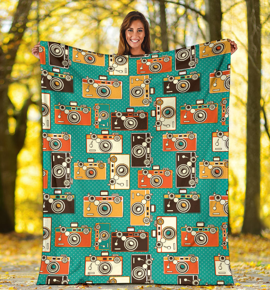 Camera Pattern Print Design 03 Premium Blanket