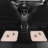 Cute Bee Flower Pattern Pink Background Front And Back Car Mats