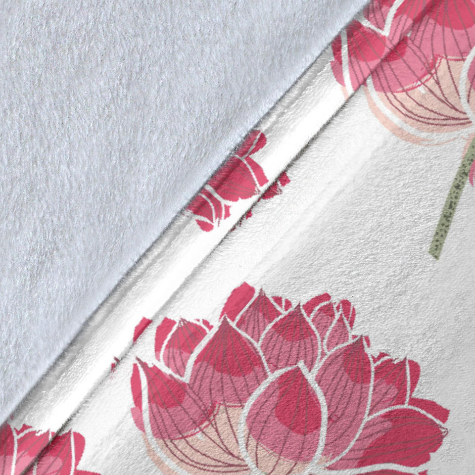 Pink Lotus Waterlily Pattern Premium Blanket