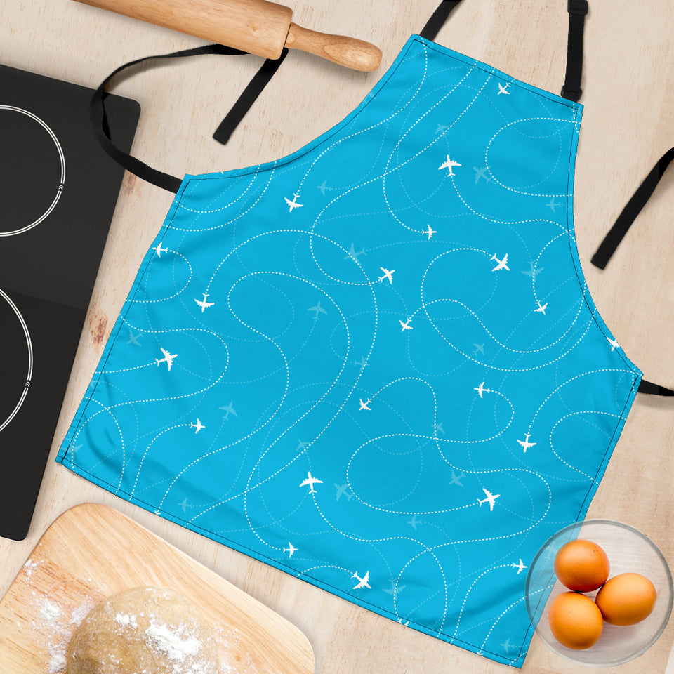 Airplane Destinations Blue Background Adjustable Apron