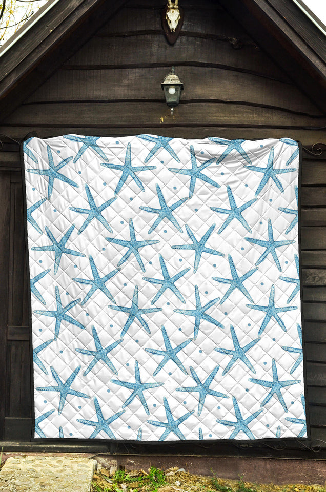 Watercolor Starfish Pattern Premium Quilt