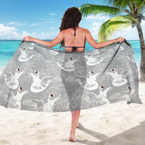 White Swan Gray Background Sarong
