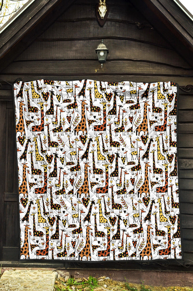 Giraffe Pattern Print Design 05 Premium Quilt