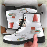 Windmill Design Pattern Leather Boots