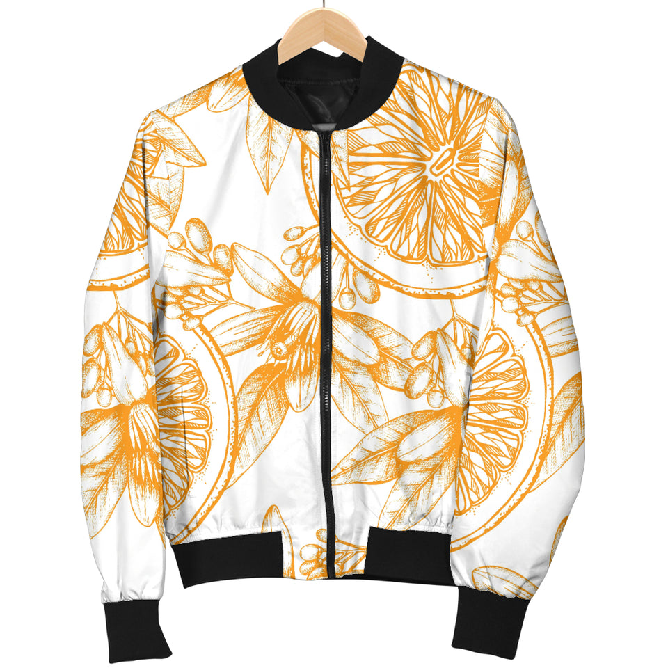 Hand Drawn Orange Fruit Pattern Women'S Bomber Jacket