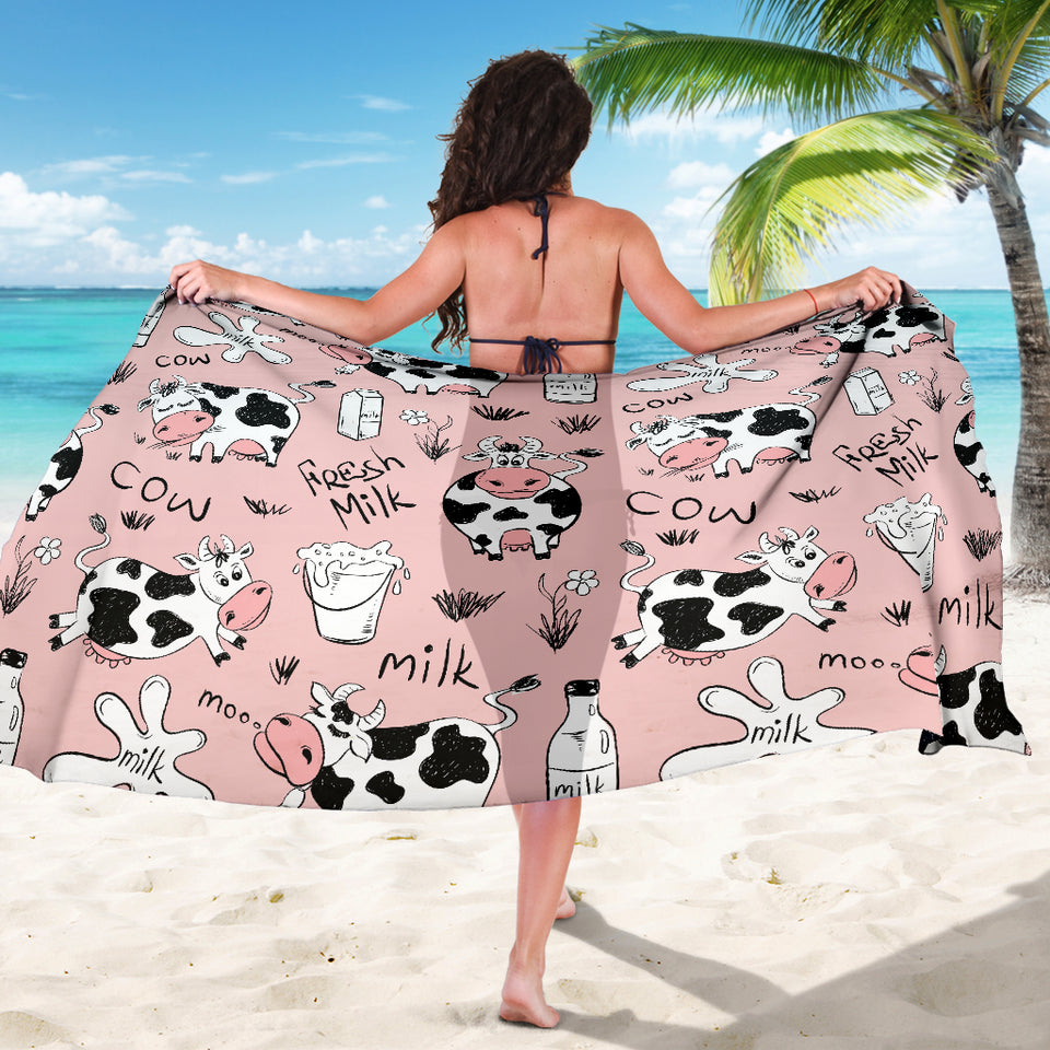Cows Milk Product Pink Background Sarong