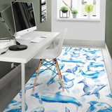 Watercolor Dolphin Pattern Area Rug