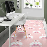 White Swan And Flower Love Pattern Area Rug