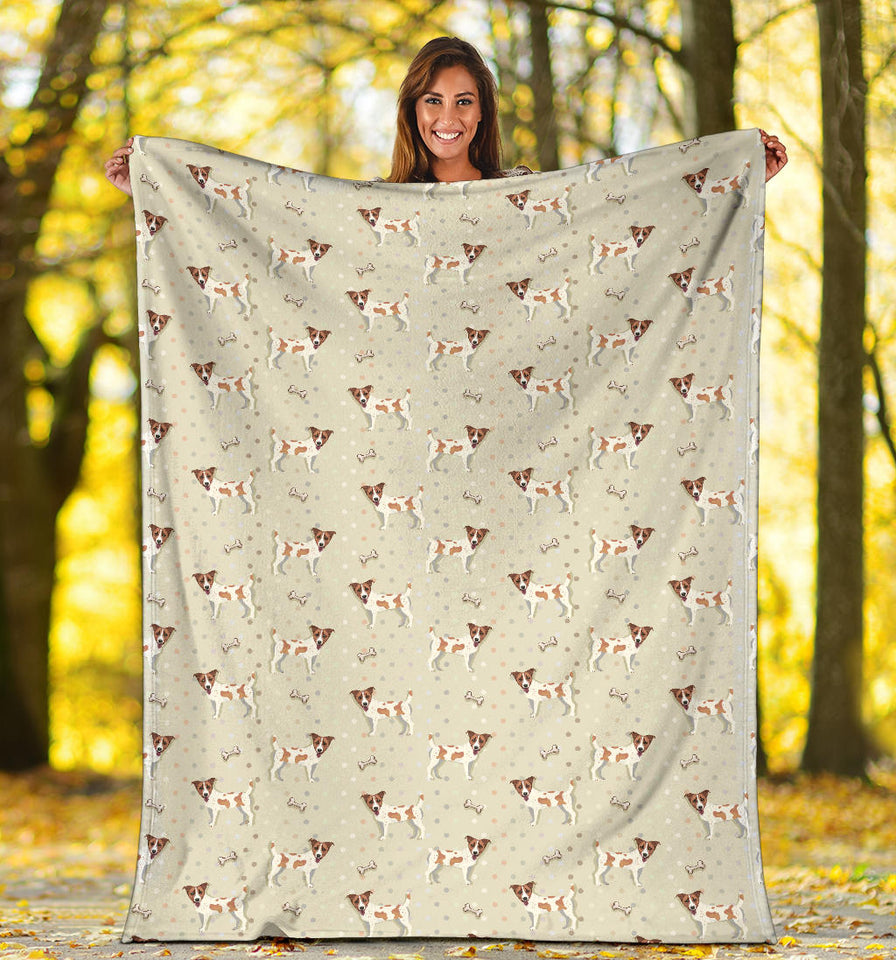 Jack Russel Pattern Print Design 02 Premium Blanket