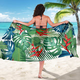 Heliconia Palm And Monstera  Leaves Pattern Sarong