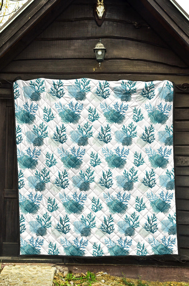 Coral Reef Pattern Print Design 04 Premium Quilt
