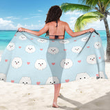 White Cute Pomeranian Pattern Sarong
