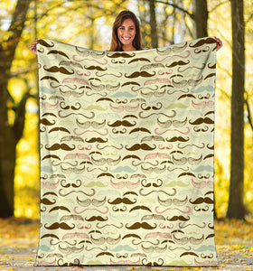 Mustache Beard Pattern Print Design 01 Premium Blanket