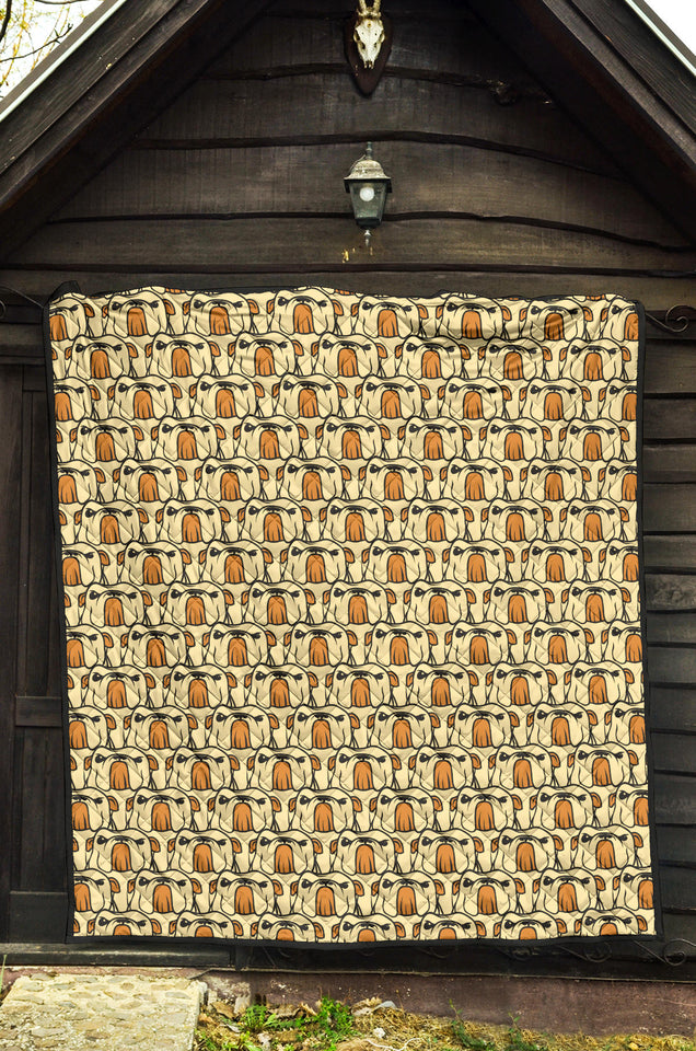 English Bulldog Pattern Print Design 02 Premium Quilt