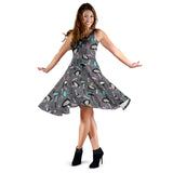 Ostrich Pattern Print Design 01 Sleeveless Midi Dress