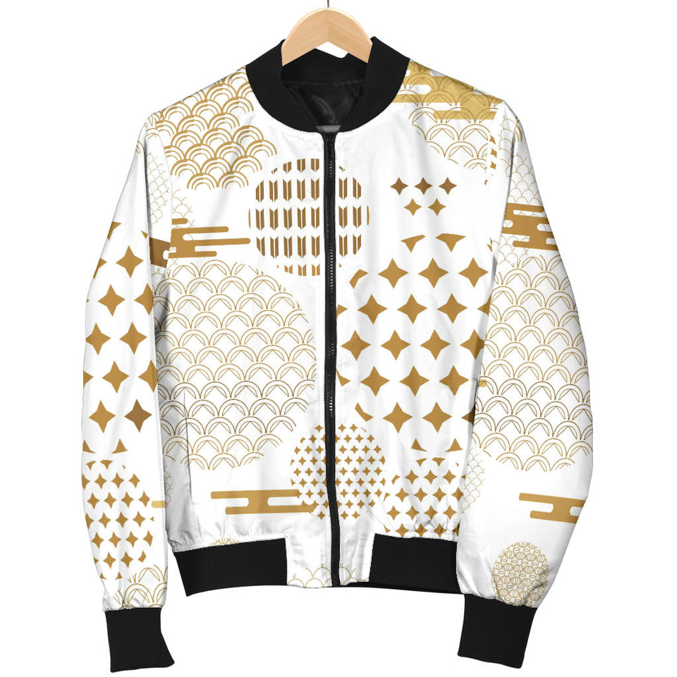 Beautiful Gold Japanese Pattern Women'S Bomber Jacket