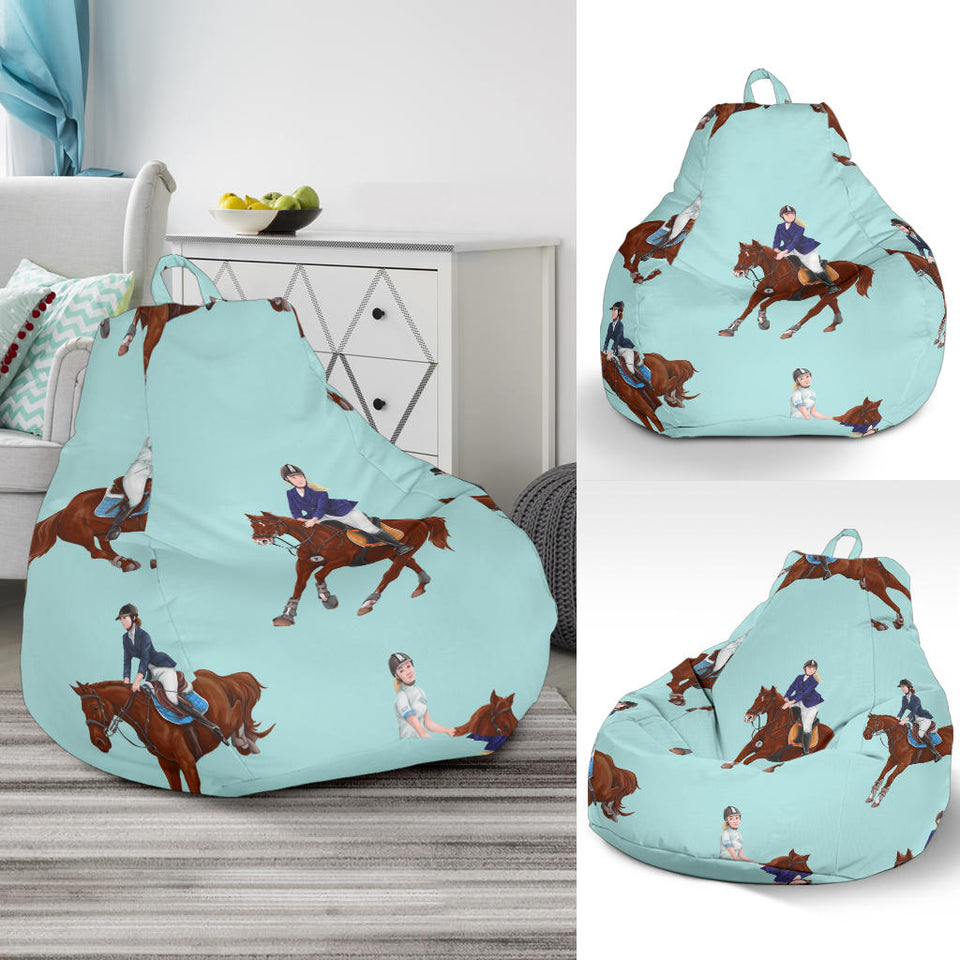 Horses Running Horses Rider Pattern Bean Bag Cover