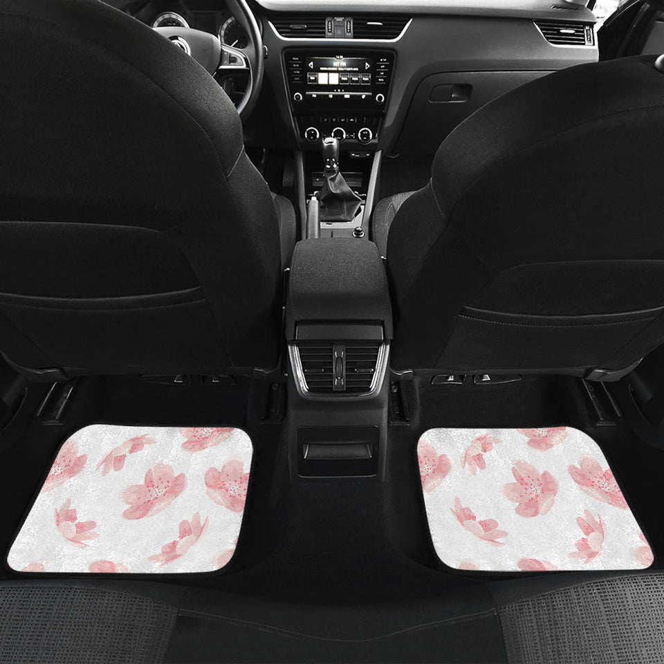 Pink Sakura Cherry Blossom Pattern Front And Back Car Mats