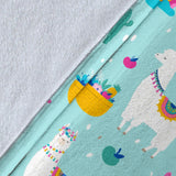 Llama Alpaca Cactus Leaves Pattern Premium Blanket