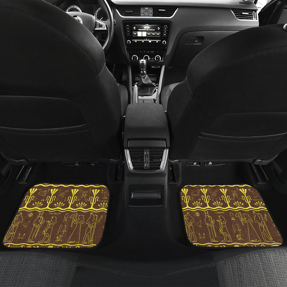 Egypt Hieroglyphics Pattern Print Design 03 Front and Back Car Mats