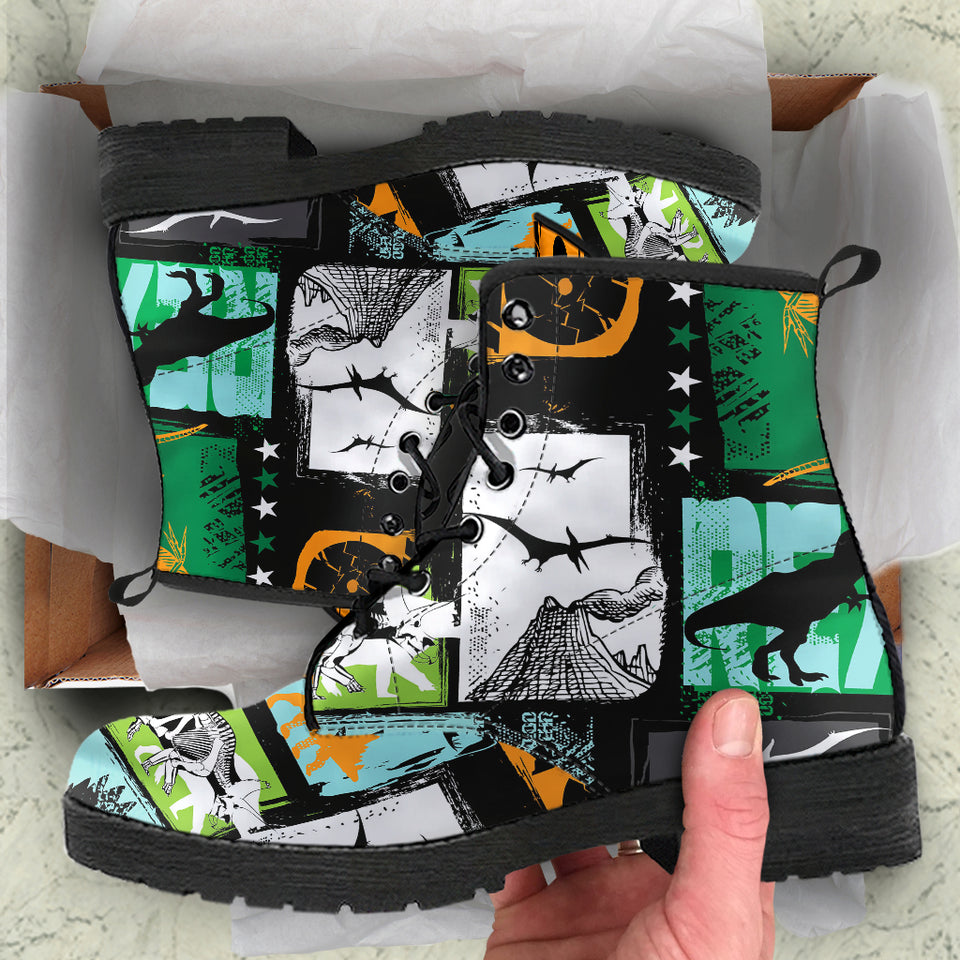 Dinosaurs Print Pattern Leather Boots