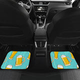 Beer Pattern Green Background Front And Back Car Mats
