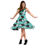 Hedgehog Pattern Print Design 03 Sleeveless Midi Dress