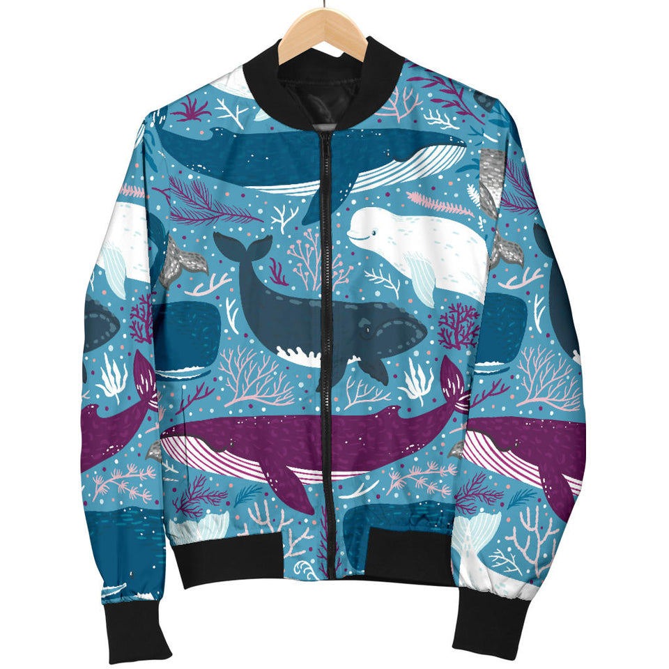 Whale Design Pattern Women'S Bomber Jacket