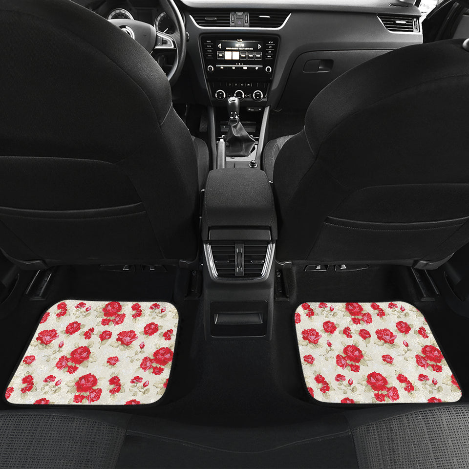 Rose Pattern Print Design 01 Front and Back Car Mats