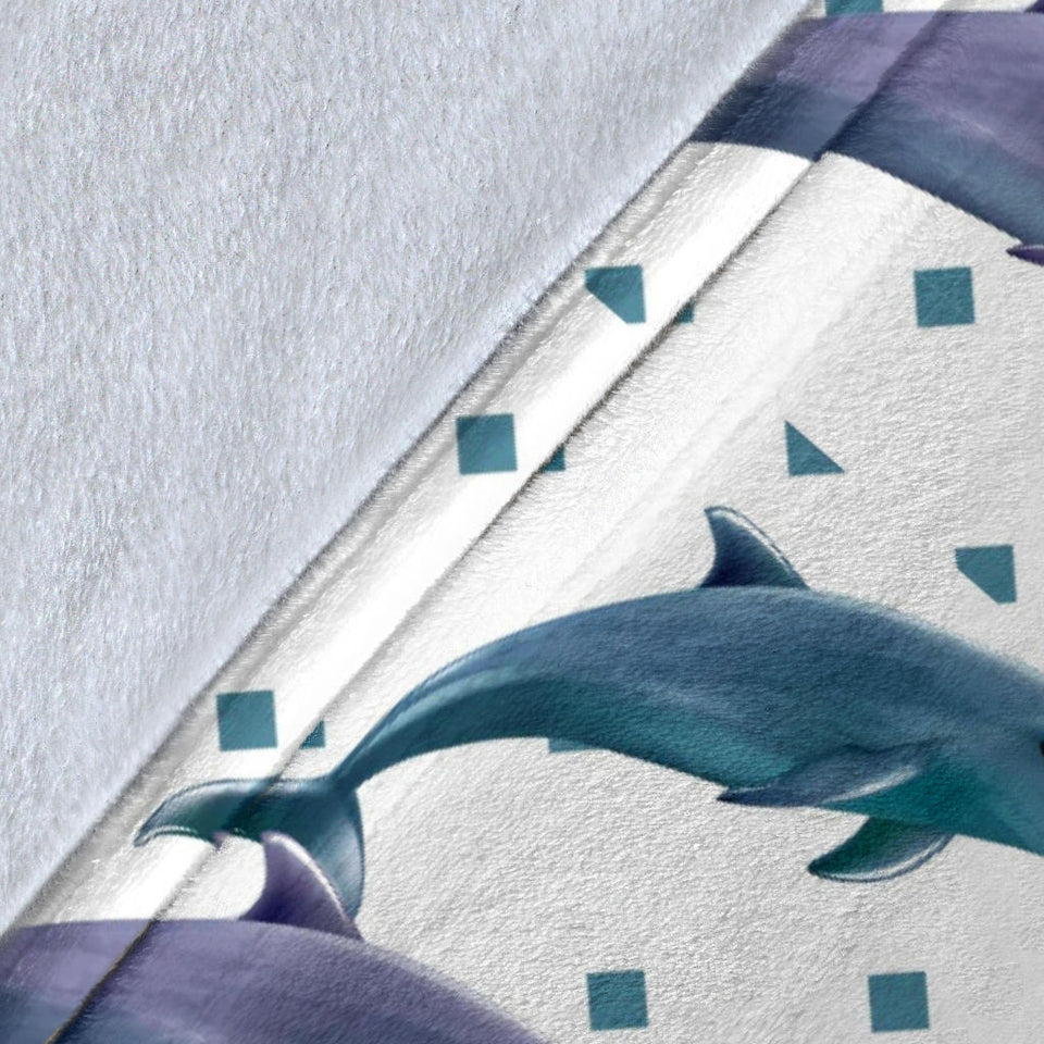 Dolphins Pattern Dotted Background Premium Blanket