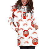 Daruma Japanese Wooden Doll Design Pattern Women'S Hoodie Dress