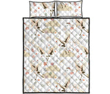 Beautiful Japanese cranes pattern Quilt Bed Set