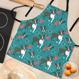 Boston Terrier Beautiful Flower Pattern Adjustable Apron